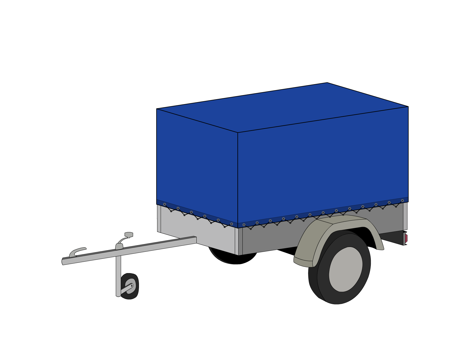 Bâche pour remorque bagagère Haute droite en Protect covert 905F3 900gr/m², toile PVC Etanche Bleu foncé