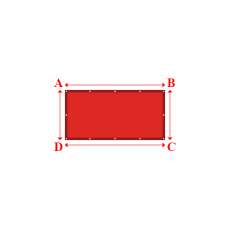 Bâche plate rectangle sur mesure en Membrane PVC 670gr/m² Rouge RAL 3002 - 2.00x1.00m