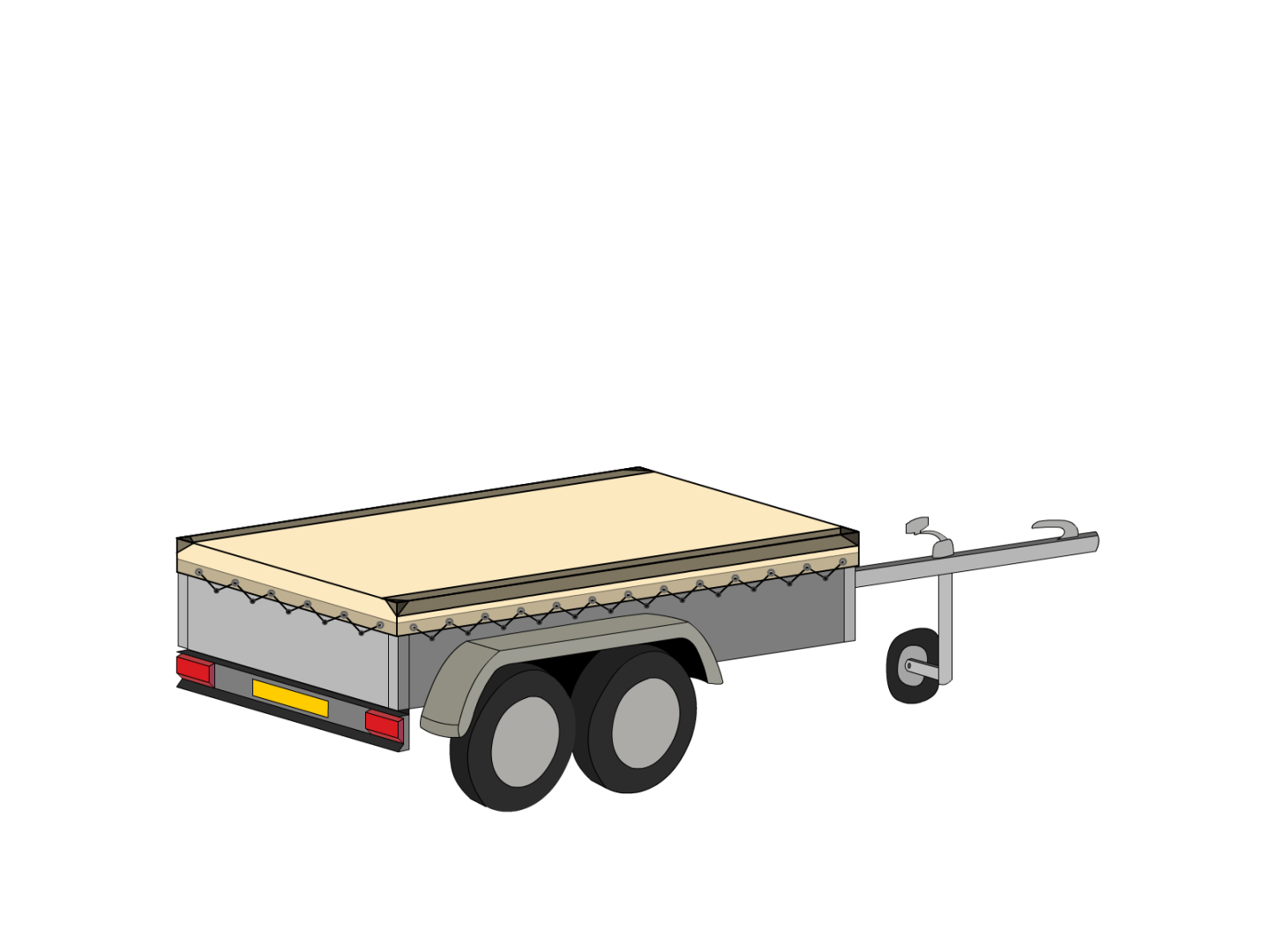 Bâche pour remorque bagagère Basse droite en Membrane PVC 670gr/m² Beige ral 1015