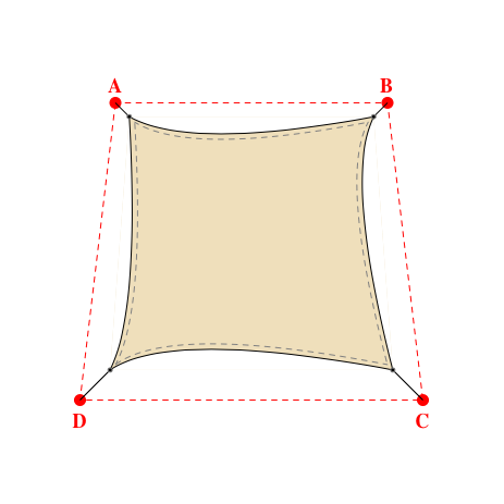 Voile d'ombrage trapèze en Soltis Perform 92 Champagne 92-2175 - 4,49x4,69x5,19x4,69m