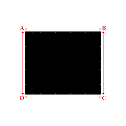 Bâche plate rectangle sur mesure en Membrane PVC 670gr/m² Noir RAL 9005 - 3.00x2.50m