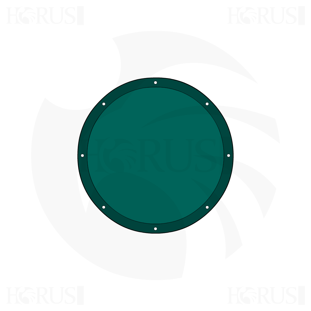 Bâche plate ronde en Membrane PVC 670gr/m² Vert industrie RAL 6026 d'une diamètre de 1m