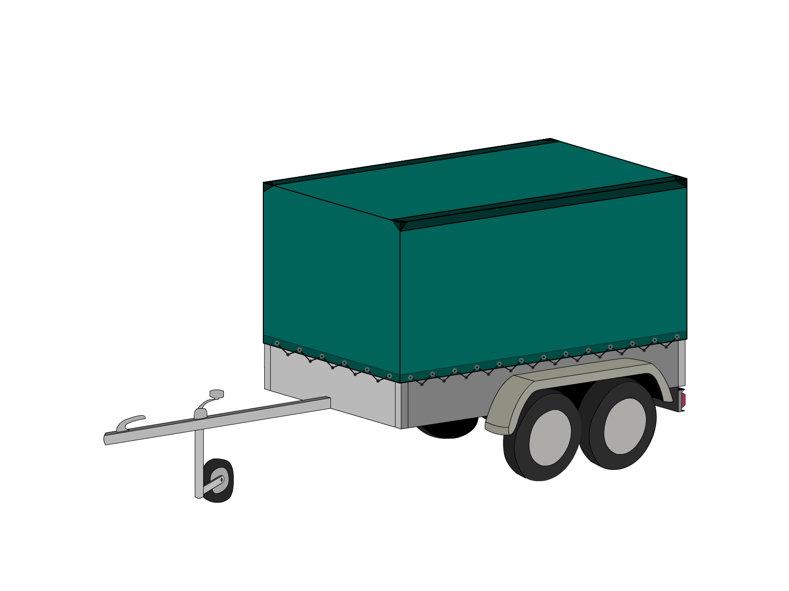 Bâche pour remorque bagagère Haute droite en Protect covert 905F3 900gr/m², toile PVC Etanche Vert industrie