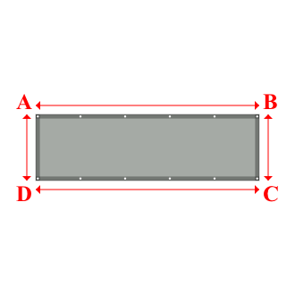 Bâche plate rectangle sur mesure en Membrane PVC 670gr/m² Gris clair RAL 7038 - 2.70x0.80m