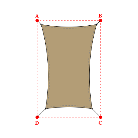 Voile d'ombrage rectangle en Soltis Perform 92 Poivre 92-2012 - 3,69x5,59x3,09x5,59m