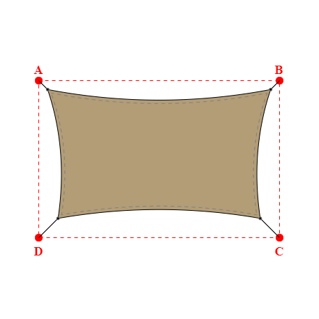 Voile d'ombrage rectangle en Soltis Perform 92 Poivre 92-2012 - 6,39x3,69x5,79x3,69m
