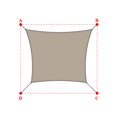 Voile d'ombrage rectangle en Soltis Perform 92 Taupe 92-50850 - 3,49x2,79x2,89x2,79m