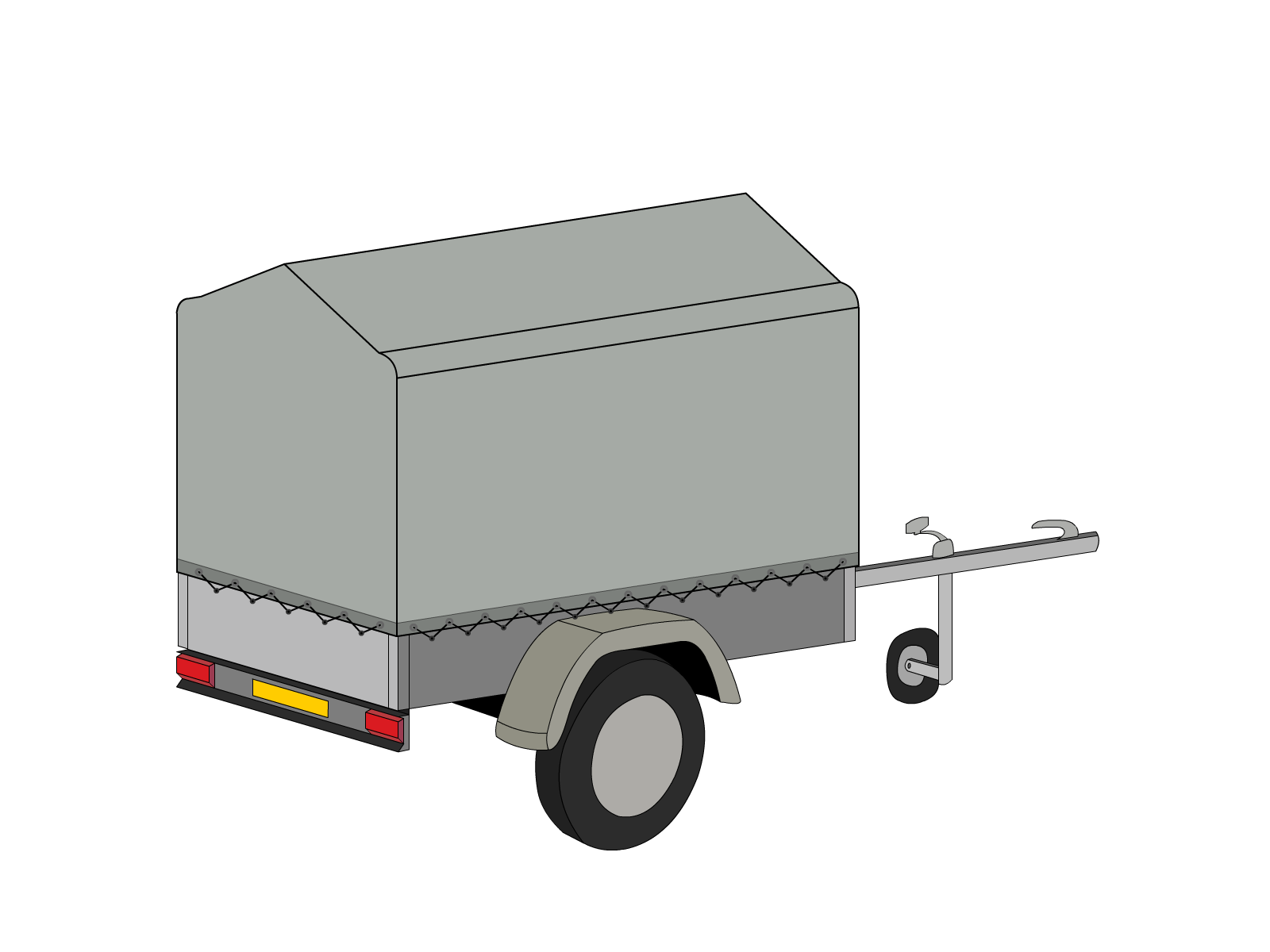 Bâche pour remorque bagagère Bord arrondi flèche en Membrane PVC 670gr/m² Gris clair RAL 7038