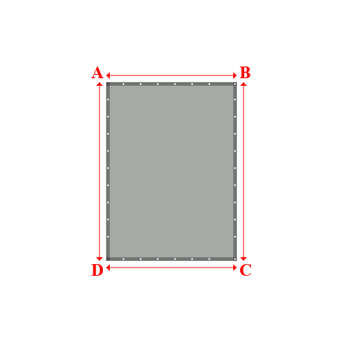 Bâche plate rectangle sur mesure en Membrane PVC 670gr/m² Gris clair RAL 7038 - 1.90x2.60m