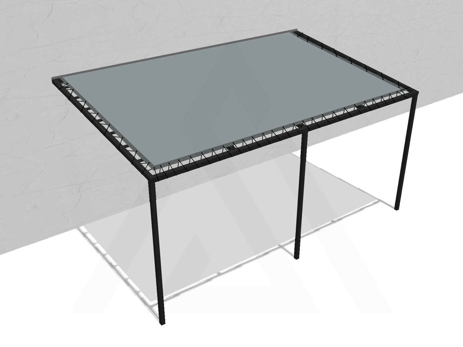 Bâche pour pergola métallique murale droite en Flexlight Lodge 6002 630gr/m² Gris 6002-20024