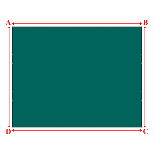 Bâche plate rectangle sur mesure en Membrane PVC 670gr/m² Vert industrie RAL 6026 - 9.00x7.00m