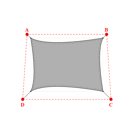 Voile d'ombrage trapèze en Soltis Perform 92 alu/blanc 92-2051 - 4,99x3,69x4,99x3,69m