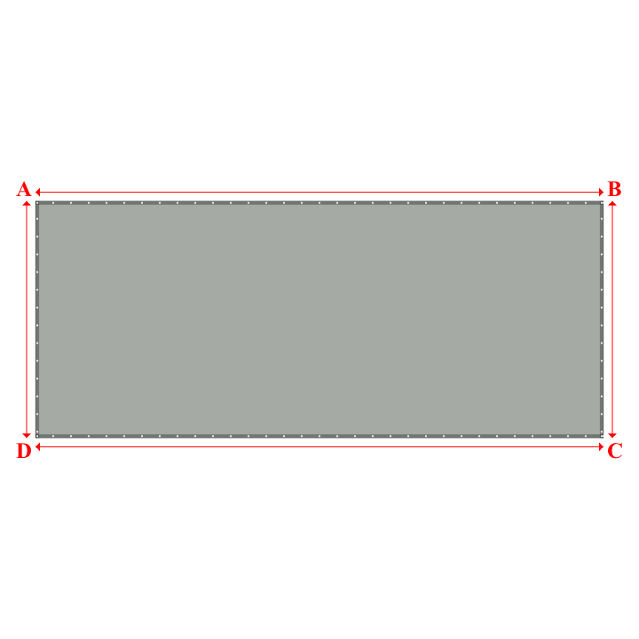 Bâche plate rectangle sur mesure en Membrane PVC 670gr/m² Gris clair RAL 7038 - 7.77x3.24m