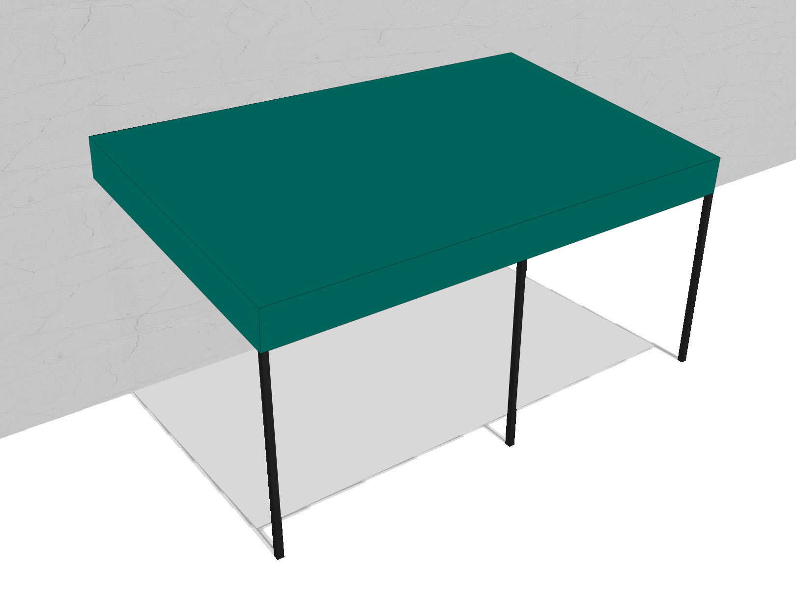 Bâche pour pergola métallique murale droite en Membrane PVC 670gr/m² Vert industrie RAL 6026