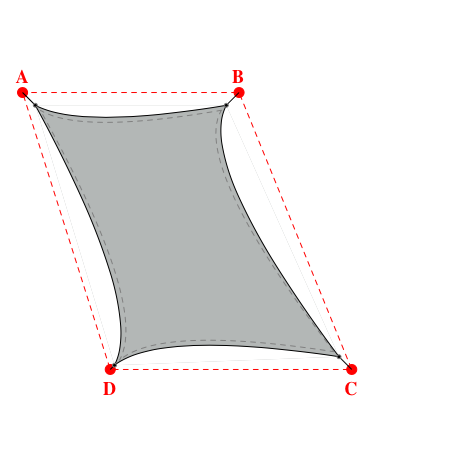 Voile d'ombrage trapèze en Soltis Lounge 96 Galet 96-2171 - 3,82x5,47x4,49x5,47m