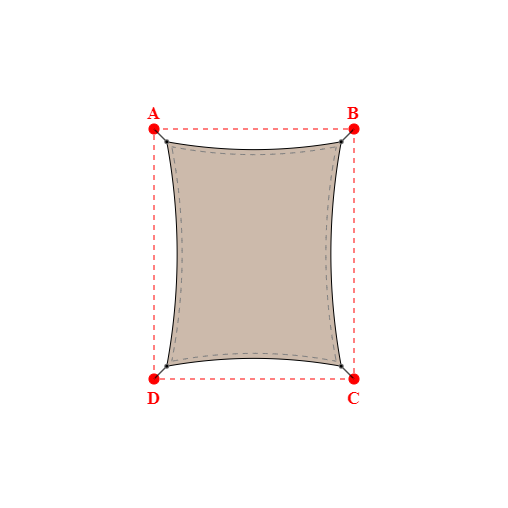 Voile d'ombrage rectangle en Soltis Lounge 96 Sandy beige 96-2135 - 3,49x4,49x3,49x4,49m