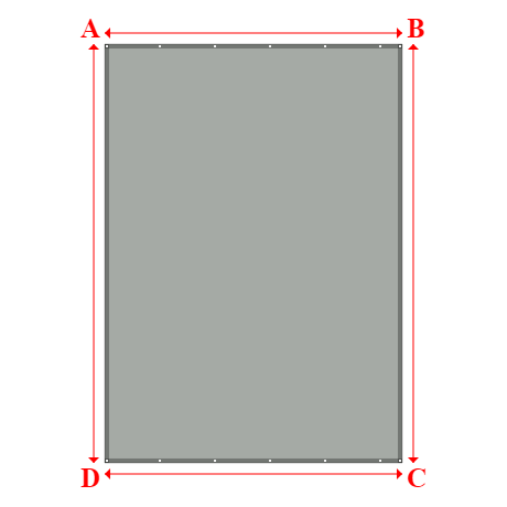 Bâche plate rectangle sur mesure en Membrane PVC 670gr/m² Gris clair RAL 7038 - 3.36x4.73m