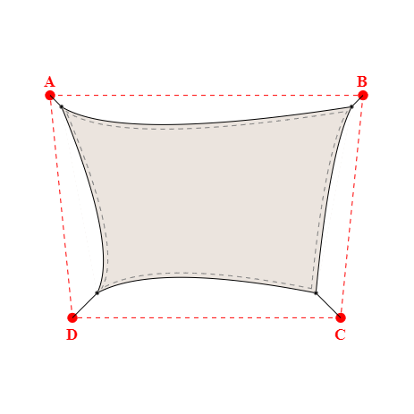 Voile d'ombrage trapèze en Soltis Lounge 96 Karité 96-50843 - 6,49x4,19x4,89x4,19m