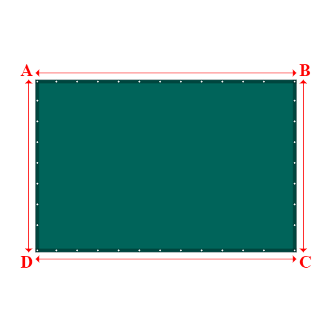 Bâche plate rectangle sur mesure en Membrane PVC 670gr/m² Vert industrie RAL 6026 - 3.77x2.49m