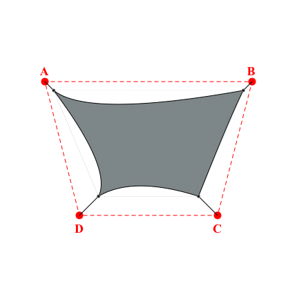 Voile d'ombrage trapèze en Soltis Lounge 96 Platine 96-50844 - 5,49x3,19x2,89x3,19m