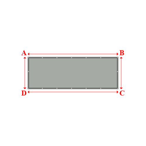 Bâche plate rectangle sur mesure en Membrane PVC 670gr/m² Gris clair RAL 7038 - 3.10x1.10m
