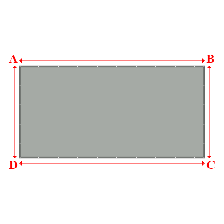 Bâche plate rectangle sur mesure en Membrane PVC 670gr/m² Gris clair RAL 7038 - 6.00x3.00m