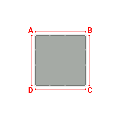 Bâche plate rectangle sur mesure en Membrane PVC 670gr/m² Gris clair RAL 7038 - 1.70x1.70m