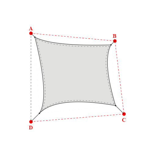 Voile d'ombrage trapèze en Soltis Perform 92 nuage 92-50272 - 4,99x3,99x4,99x4,99m