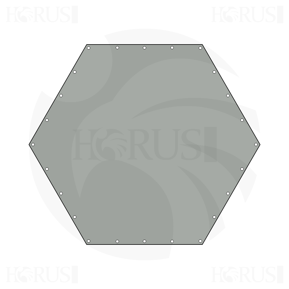 Bâche plate hexagonale regulier en Membrane PVC 670gr/m² Gris clair RAL 7038 d'une dimension de 1.2m