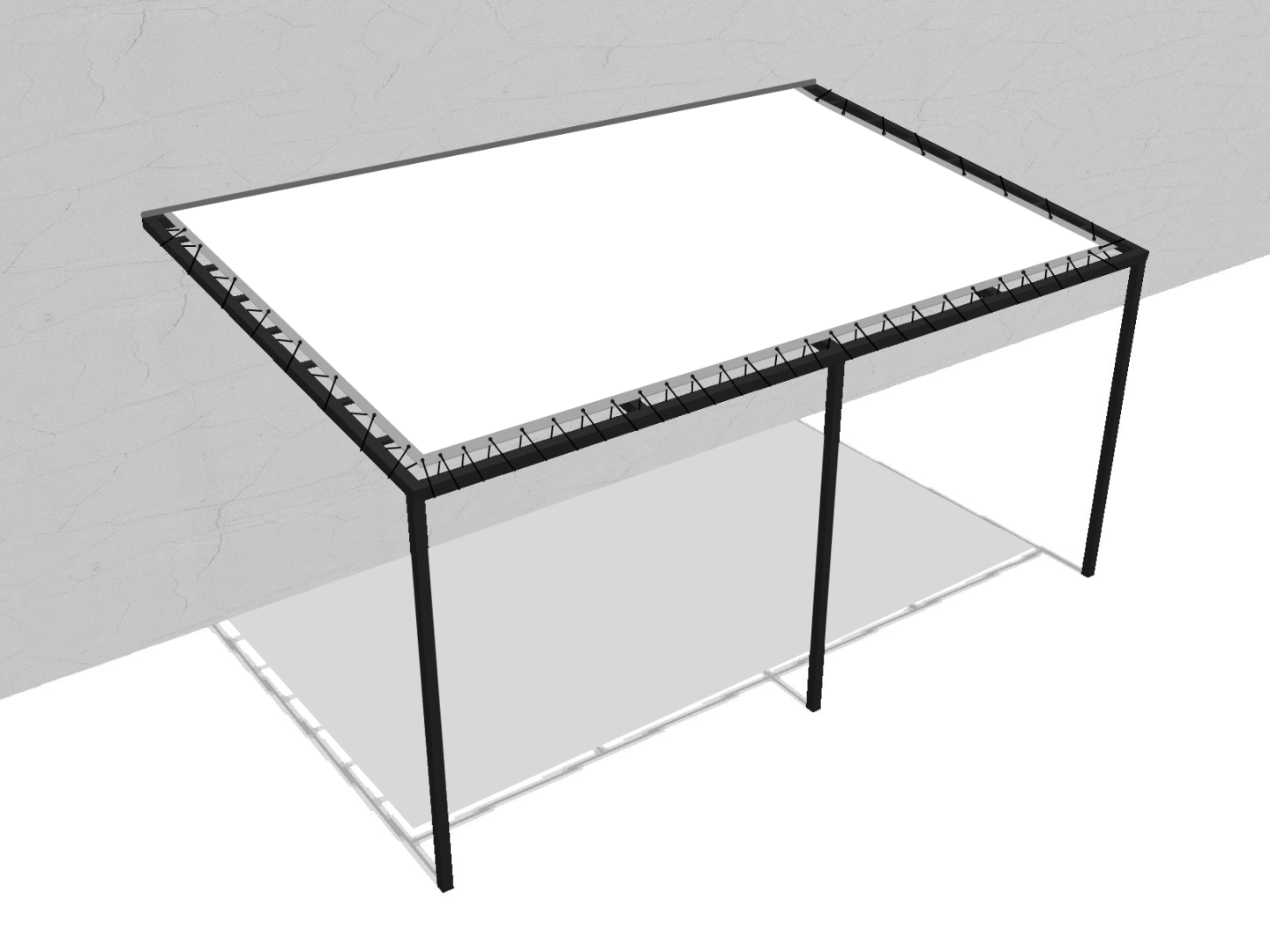 Bâche pour pergola métallique murale droite en Flexlight Lodge 6002 630gr/m² Blanc 20183