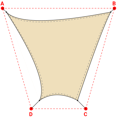 Voile d'ombrage trapèze en Soltis Perform 92 Champagne 92-2175 - 6,99x6,19x2,55x6,19m