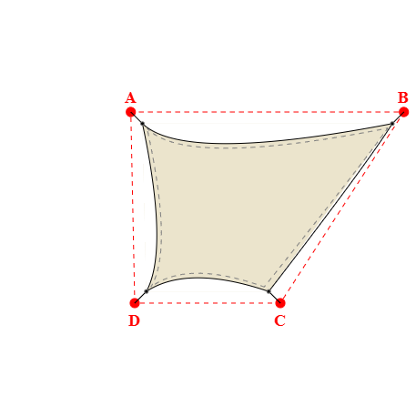 Voile d'ombrage trapèze en Soltis Perform 92 Karité 92-50843 - 5,49x4,49x2,69x3,69m