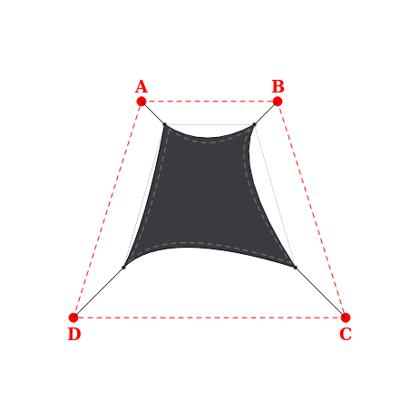 Voile d'ombrage trapèze en Soltis Perform 92 Anthracite 92-2047 - 0,99x1,69x1,89x1,69m
