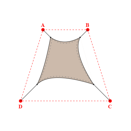 Voile d'ombrage trapèze en Soltis Lounge 96 Sandy beige 96-2135 - 0,99x1,69x1,89x1,69m