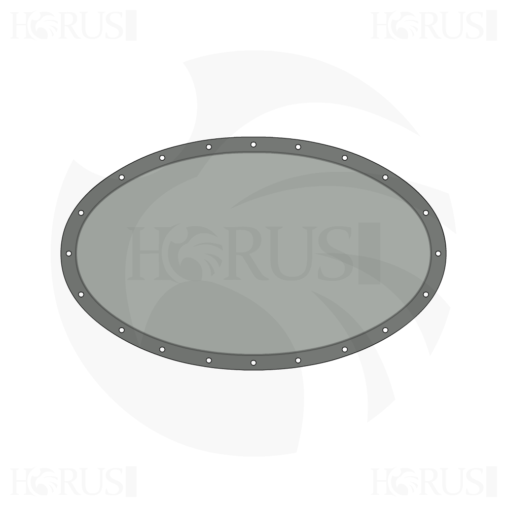 Bâche plate ovale en Membrane PVC 670gr/m² Gris clair RAL 7038 d'une dimension de 6x3m
