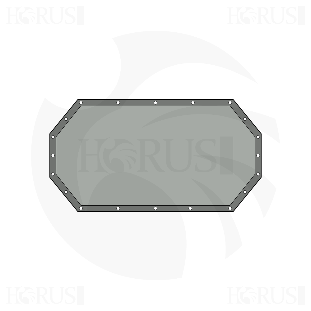 Bâche plate octogonale en Membrane PVC 670gr/m² Gris clair RAL 7038 d'une dimension de 6x3m