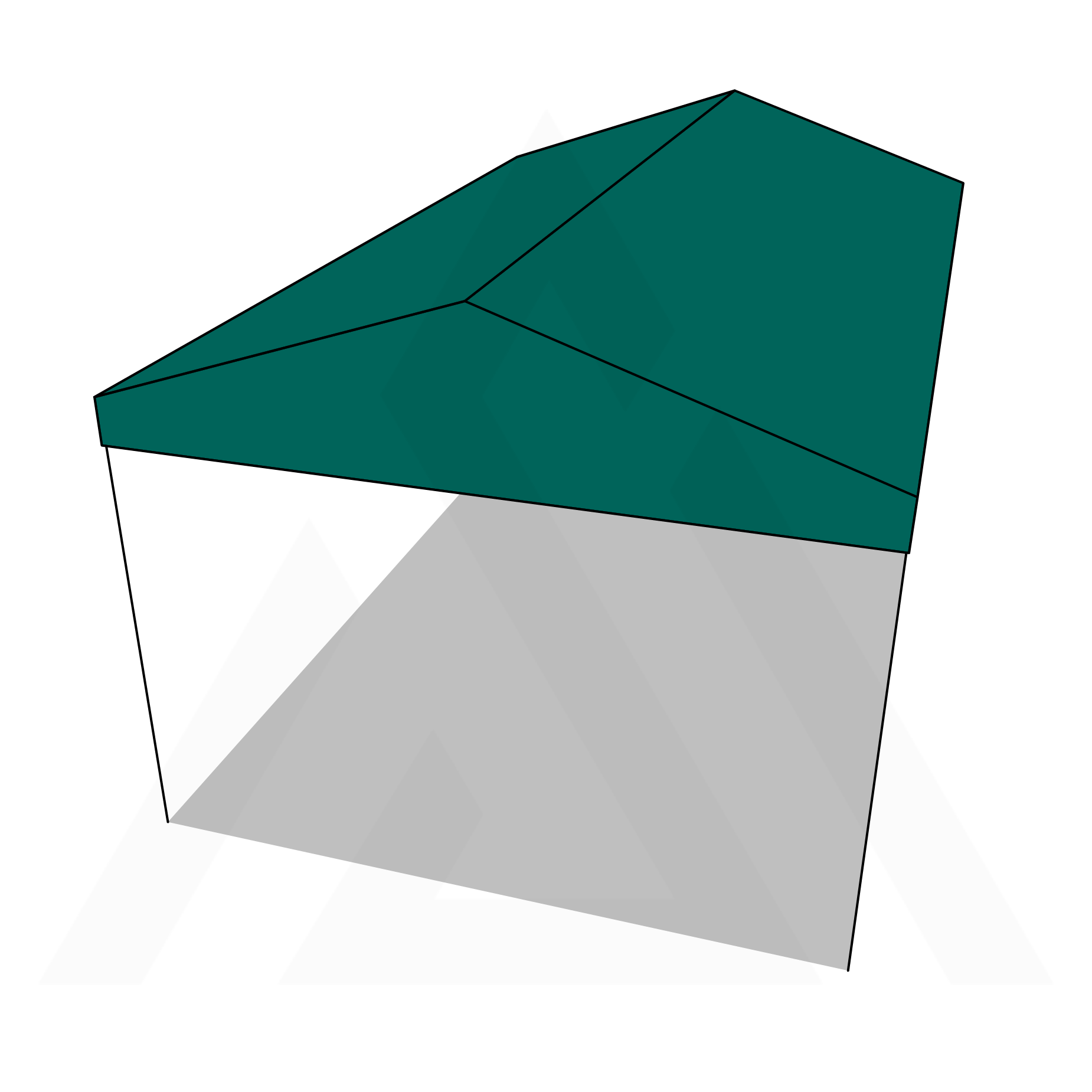 Bâche tonnelle rectangle 2 pentes en Membrane PVC 670gr/m² Vert industrie RAL 6026 - 4x3m
