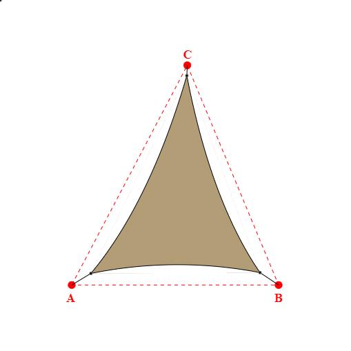 Voile d'ombrage triangle en Soltis Perform 92 Poivre 92-2012 - 4,90x6,09x6,37m