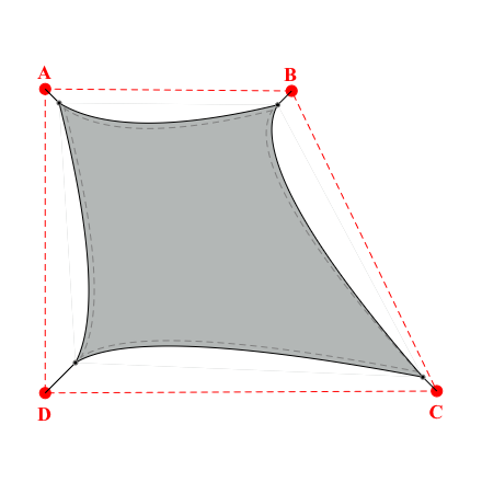 Voile d'ombrage trapèze en Soltis Lounge 96 Galet 96-2171 - 3,99x5,54x6,34x4,74m