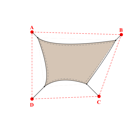 Voile d'ombrage trapèze en Soltis Perform 92 Beige Sablé 92-2135 - 3,49x2,19x1,89x2,19m