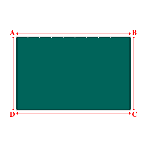 Bâche plate rectangle sur mesure en Membrane PVC 670gr/m² Vert industrie RAL 6026 - 3.90x2.50m