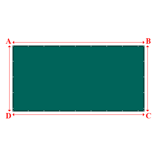 Bâche plate rectangle sur mesure en Membrane PVC 670gr/m² Vert industrie RAL 6026 - 5.00x2.50m