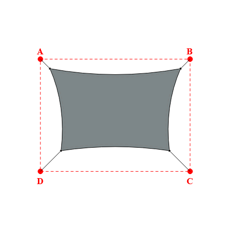 Voile d'ombrage rectangle en Soltis Lounge 96 Platine 96-50844 - 3,49x2,19x2,89x2,19m