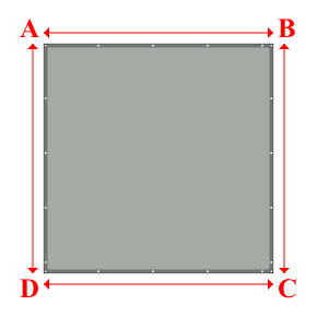 Bâche plate rectangle sur mesure en Membrane PVC 670gr/m² Gris clair RAL 7038 - 3.00x3.00m
