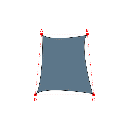 Voile d'ombrage trapèze en Soltis Perform 92 Gris céleste 92-51178 - 3,43x4,63x4,43x4,63m