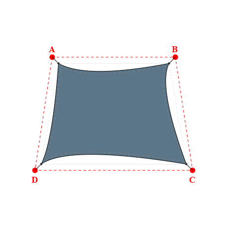 Voile d'ombrage trapèze en Soltis Perform 92 Gris céleste 92-51178 - 4,49x4,14x5,89x4,14m