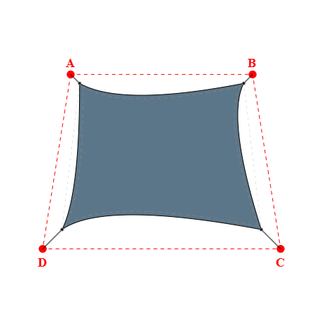 Voile d'ombrage trapèze en Soltis Perform 92 Gris céleste 92-51178 - 4,69x4,24x5,69x4,24m