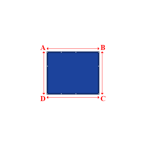 Bâche plate rectangle sur mesure en Membrane PVC 670gr/m² Bleu foncé RAL 5002 - 1.80x1.47m