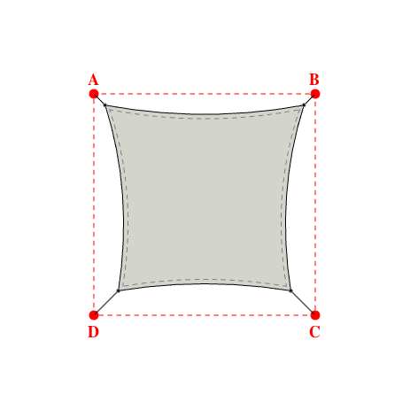 Voile d'ombrage carrée en Soltis Horizon 86 Galet 86-2171 - 4,49x4,19x3,89x4,19m