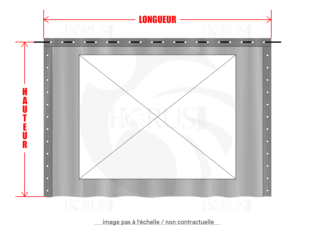 Rideau de séparation sur mesure en Membrane PVC 670gr/m² Blanc RAL 9016 - 1.9x1.67m